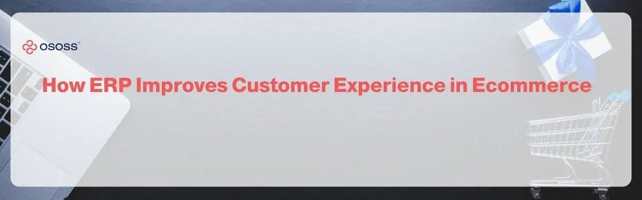 An informational article banner highlighting How ERP Improves Customer Experience in ecommerce operations by ososs.