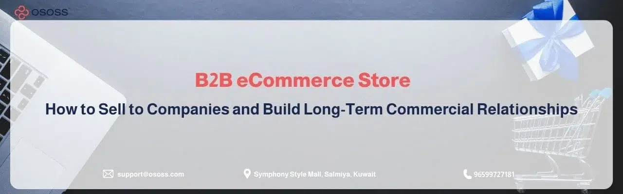 Banner graphic illustrating how to build and launch a successful B2B eCommerce Store by OSOSS platform.