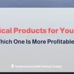 Promotional banner comparing Digital vs. Physical Products for eCommerce platforms by OSOSS.