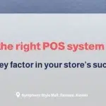 A promotional feature graphic by OSOSS titled "How to choose the right POS system for your store? The key factor in your store's success!" set against a desktop setup background.