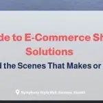 An Ososs banner graphic presenting The Complete Guide to E-Commerce Shipping & Delivery Solutions, featuring a laptop, shopping cart, and a wrapped gift box.