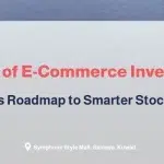 A feature banner by OSOSS titled "Types of E-Commerce Inventory: The Merchant's Roadmap to Smarter Stock Management" framed with a laptop, a shopping cart, and a gift box.
